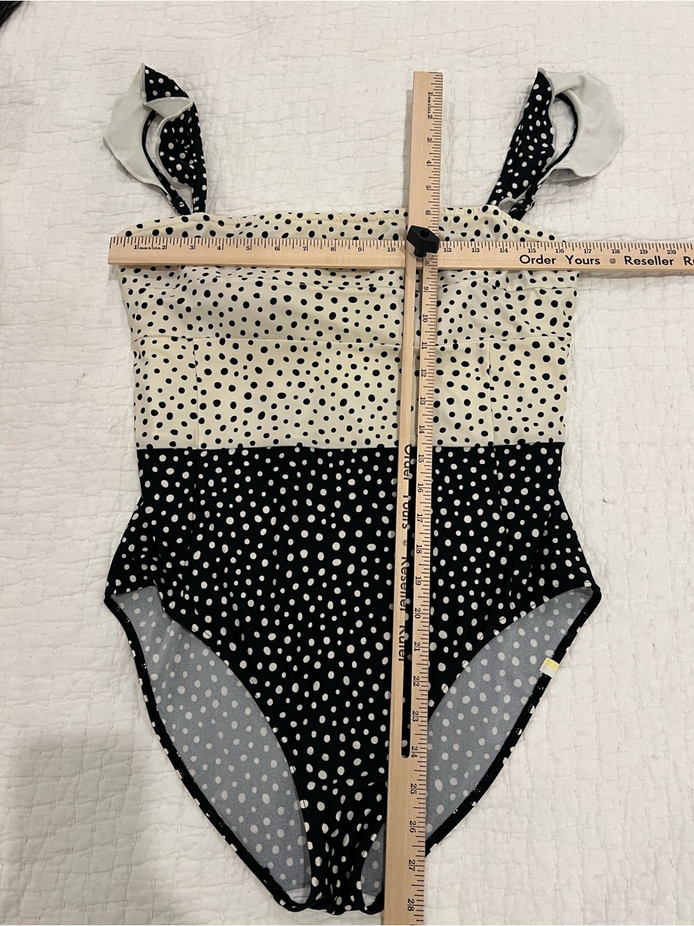 Summersalt One Piece Swimsuit Size 12 Ruffle Oasis On The Dot Polka Black Cream - Picture 13 of 16